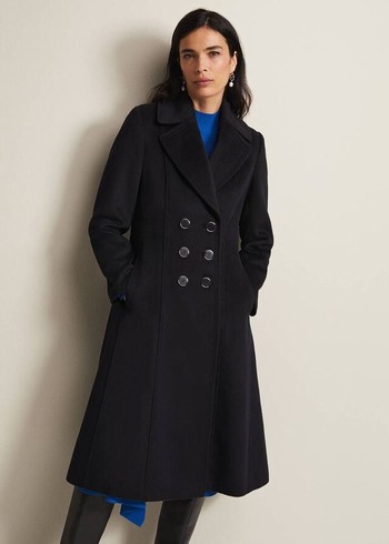 Phase Eight Sandra Wool Long Smart Coats Navy Canada | BMKIPR-306